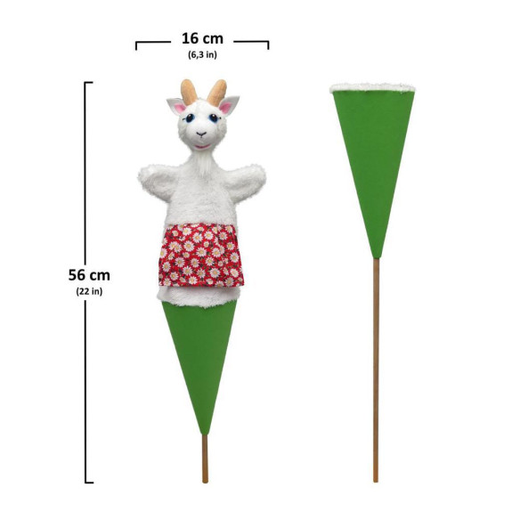 Kornoutový maňásek Koza se zástěrou 56 cm 3v1