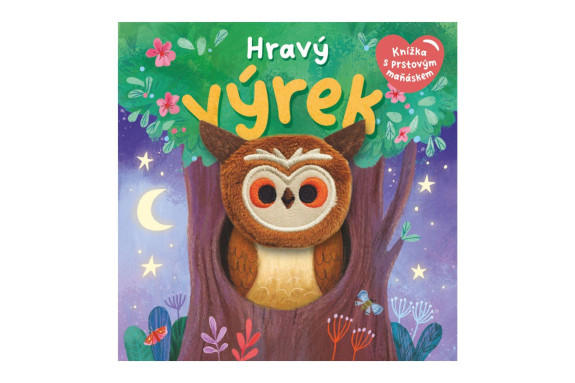 Hravý výrek knížka s prstovým maňáskem 12,5 x 12,5 cm