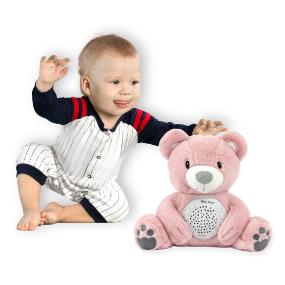 Plyšový usínáček medvídek s projektorem Bear pink Milly Mally