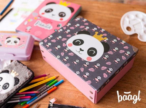 Skládací školní kufřík Panda s kováním Baagl