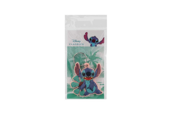 Přívěsek na klíče Lilo & Stitch gumový 6 cm s květinou