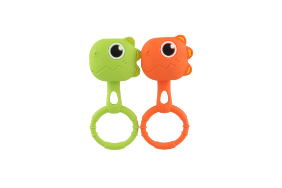 Chrastíček dino 2ks silikon 13 x 5 cm Babyted
