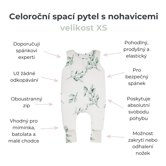 Celoroční spací pytel s nohavicemi Černé tečky Sleepee