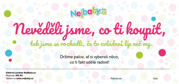 Tištěný dárkový poukaz Nejbaby "Nevěděli jsme, co ti koupit…"