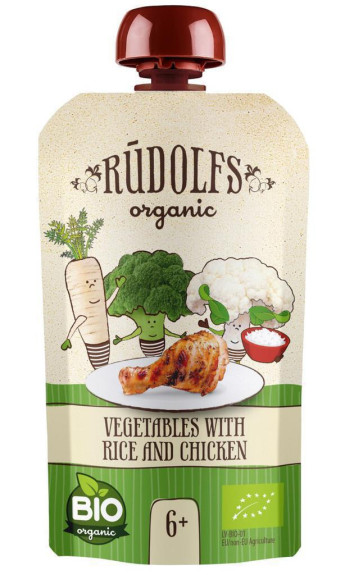BIO kapsička Zelenina, rýže, kuřecí maso 110 g Rudolfs 