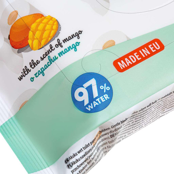 Vlhčený toaletní papír s vůní manga Akuku 97% vody 50 ks
