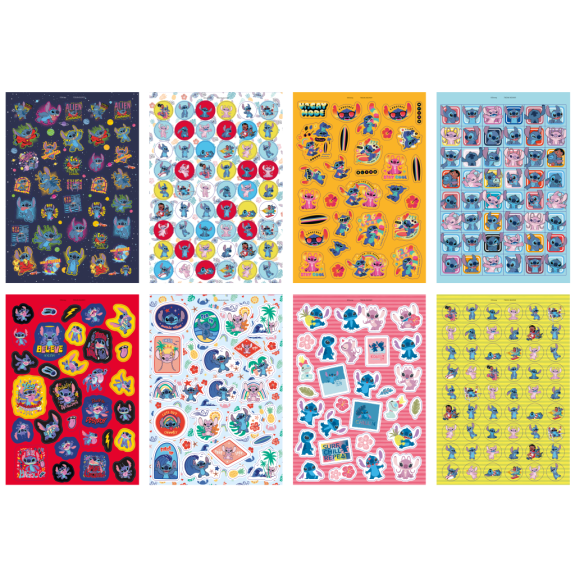 Třpytivé samolepky Stitch A5 8 archů