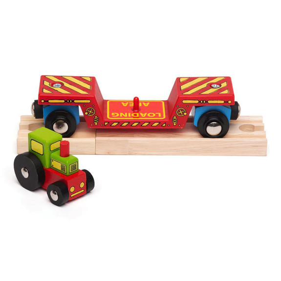 Vagon s traktorem + 2 koleje Bigjigs Rail