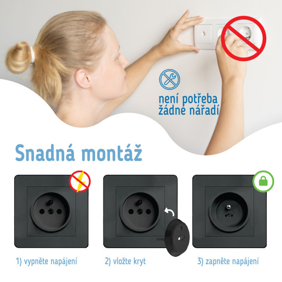 Ochranné kryty na elektrické zásuvky set 12 ks + 2x klíče Sipo