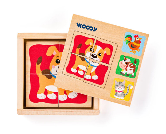 Minipuzzle Zvířátka v dřevěné krabičce
