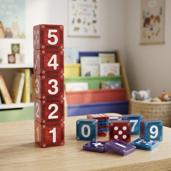 Magnetická stavebnice microMAGS Learn Numbers 56 dílů Magna-Tiles