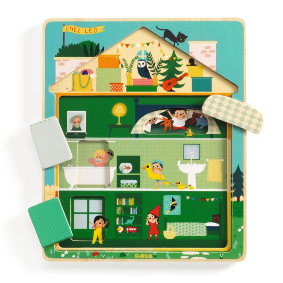 Dřevěné puzzle Domeček Chez Léo Djeco