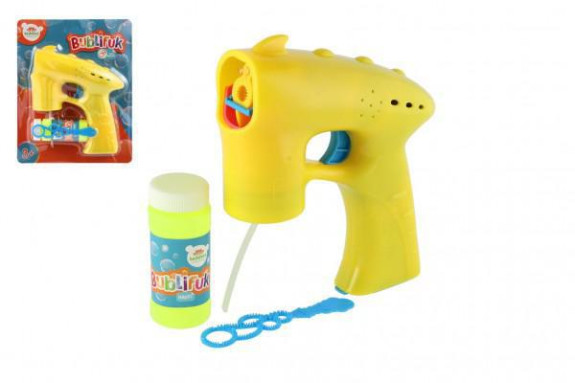 Bublifuk pistole žlutá 13 cm + 1 náplň na baterie