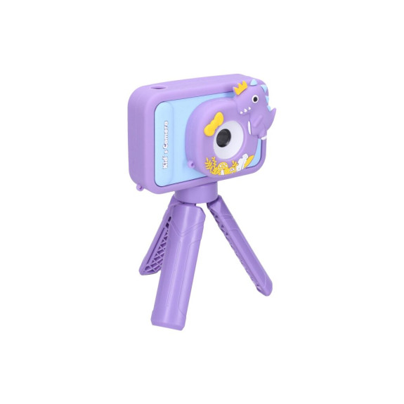 Dětský digitální fotoaparát silikonové pouzdro dino stativ - foto 48Mpx video Full HD