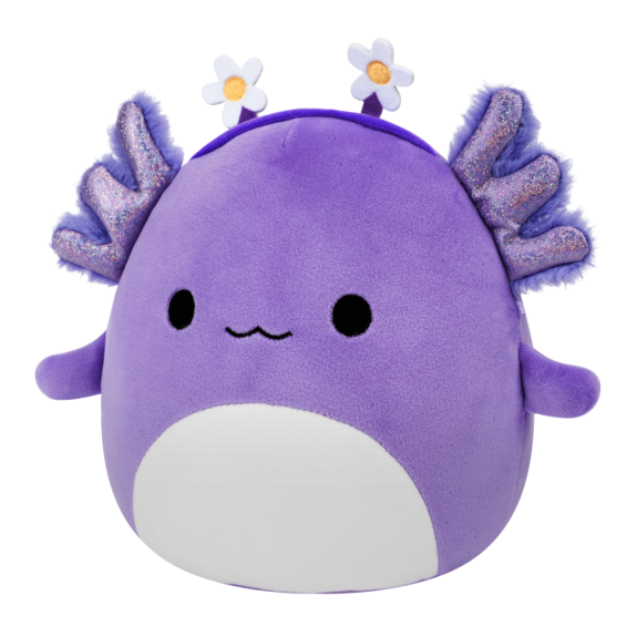 Squishmallows Fialový axolotl s čelenkou Monica