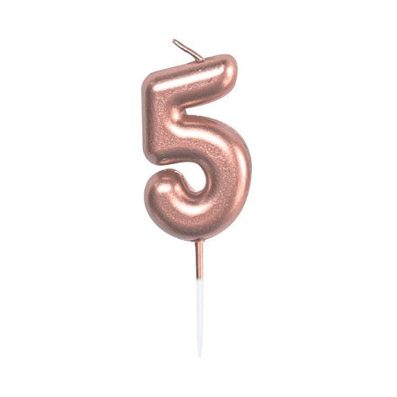 Svíčka dortová rose gold 5 cm