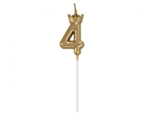 Svíčka dortová zlatá s korunkou, 6cm