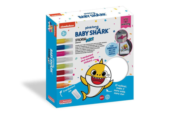 Okenní samolepky a omalovánky Baby Shark s barvami