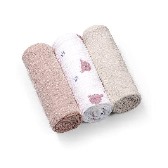 Mušelínové - super měkké plenky, 3 ks 70x70 cm Pudrová Baby Ono