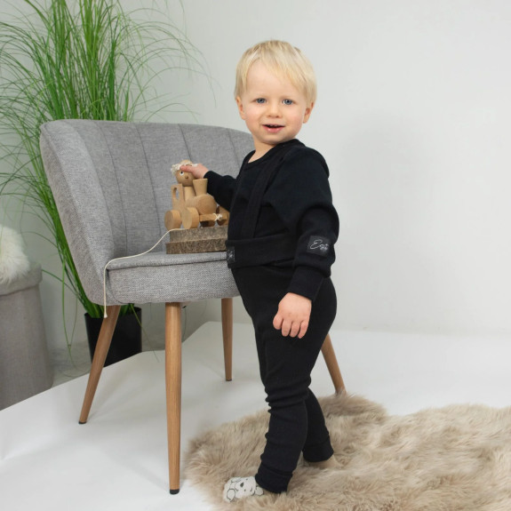 Rostoucí žebrované kalhoty s laclem Color Black Esito