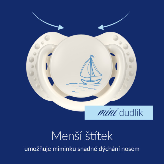 Mini dudlík silikonový dynamický Petit Marin 0-2 m, 2 ks kluk Lovi