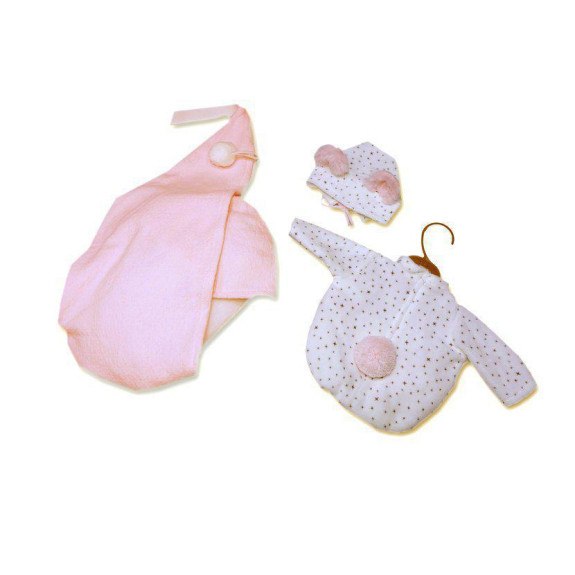 Obleček pro panenku miminko New Born velikosti 35-36 cm Llorens 2dílny růžovo-bilý