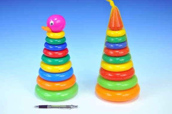 Skládanka pyramida s kroužky plast 28 cm