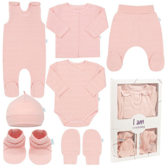 7-dílná kojenecká soupravička do porodnice New Baby I AM růžová