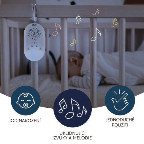 Přenosný usínací modul s LED světlem, bílým šumem a zvuky Zopa White
