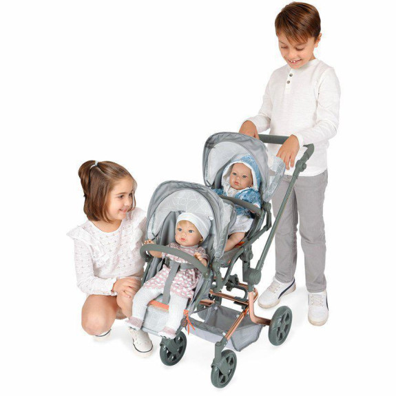 Skládací kočárek pro dvojčata panenky s batůžkem City X - 91 cm DeCuevas