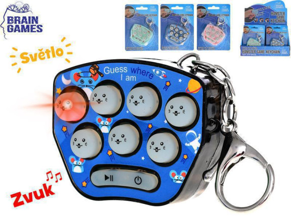 Brain Games klíčenka/křeček hra 6 cm se světlem a zvukem