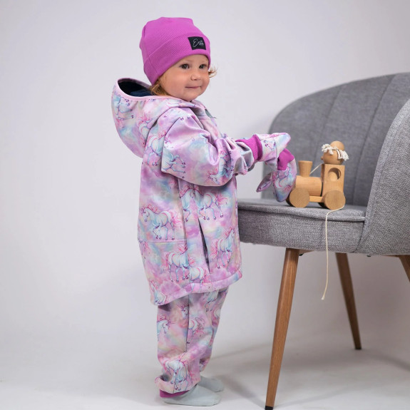 Dětská softshellová bunda Duo Jednorožec - růžová Esito