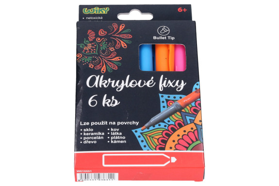 Akrylové fixy 6 ks