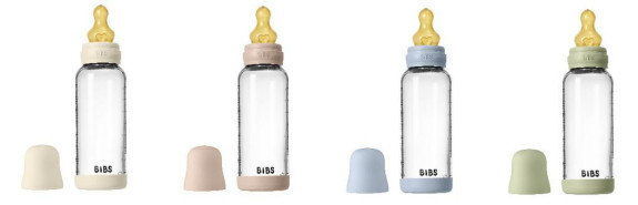 Antikoliková skleněná láhev s kaučukovým dudlíkem 240 ml Bibs