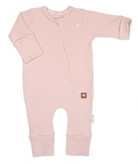 Rostoucí žebrovaný overálek, čepička a botičky Nature - růžová Baby Nellys