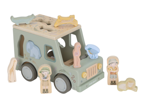 Auto s vkládacími tvary dřevěné Safari Friends Little Dutch