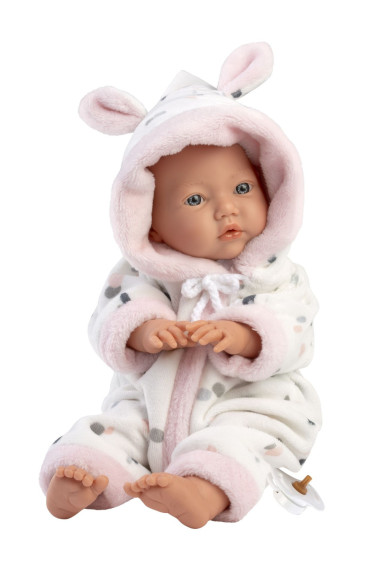 Realistická panenka miminko s měkkým látkovým tělem 32 cm Little baby Llorens