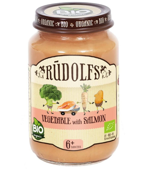 BIO Zelenina s lososem 190 g Rudolfs