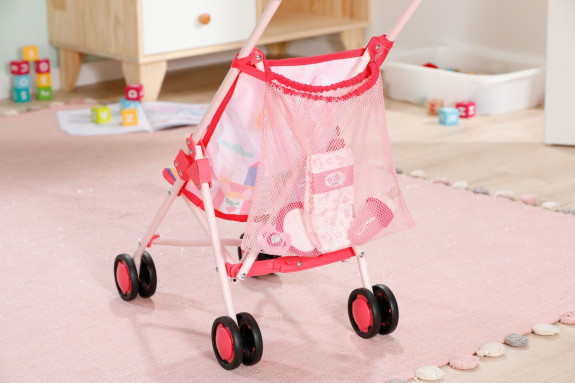 Kočárek hole se síťkou - růžový Baby born