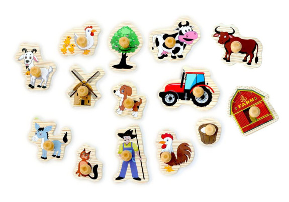 Dřevěné puzzle Farma 14 dílků 2Kids Toys