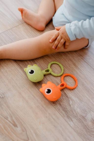 Chrastíček dino 2ks silikon 13 x 5 cm Babyted