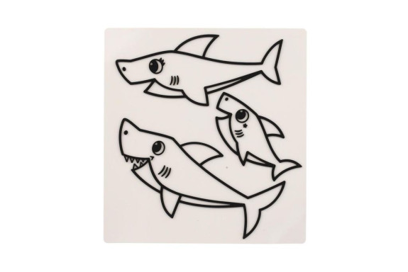 Okenní samolepky a omalovánky Baby Shark s barvami