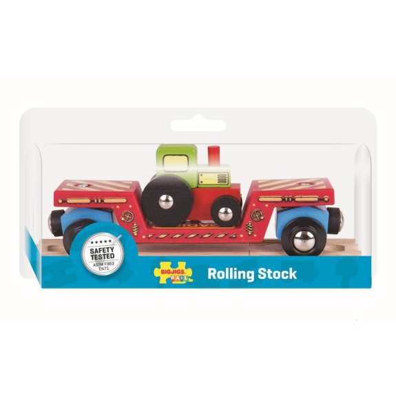 Vagon s traktorem + 2 koleje Bigjigs Rail