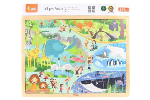 Dřevěné puzzle 48 dílků Viga - Zoo