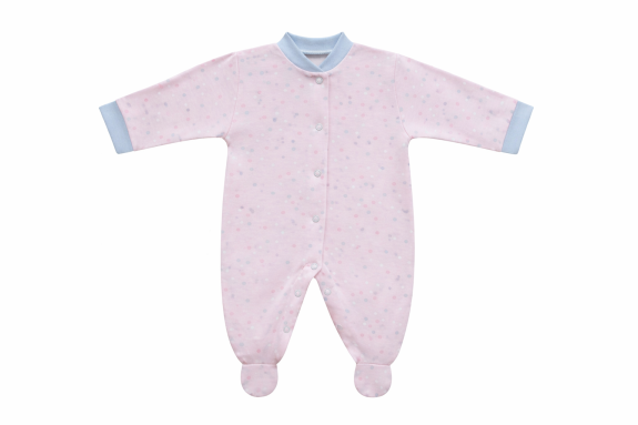 Kojenecký overal bavlna růžový - tečky Baby Service