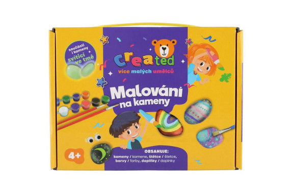 Malování na kameny/oblázky svítící ve tmě s barvami a štětci Created