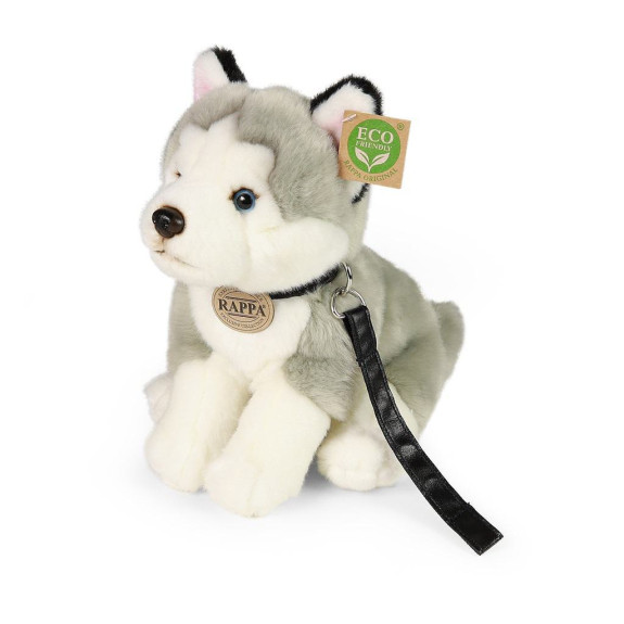 Plyšový pes husky sedící s vodítkem 28 cm Eco-Friendly Rappa