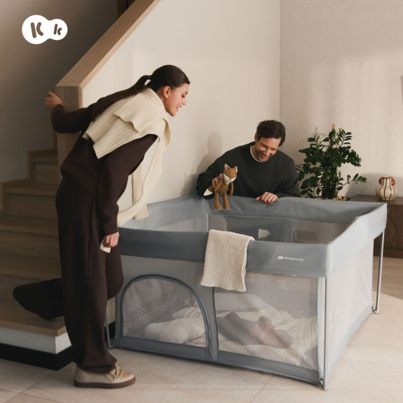 Ohrádka pro děti skládací Ziki Light Grey Kinderkraft