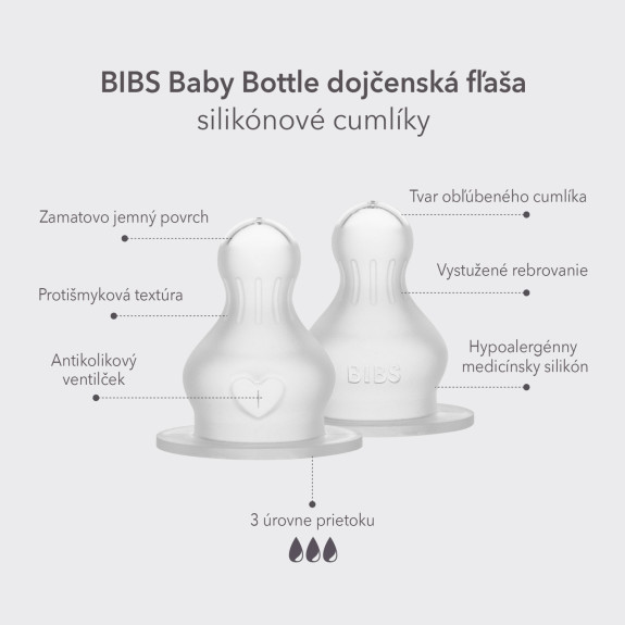Silikonové dudlíky na kojeneckou láhev Bibs
