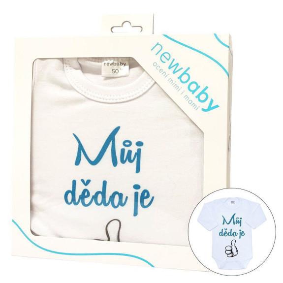 Body s potiskem New Baby Můj děda je jednička - dárkové balení